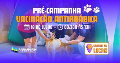 Pré-campanha de vacinação antirrábica continua neste sábado (18) em novos pontos de Parnamirim Pré-campanha de vacinação antirrábica continua neste sábado (18) em novos pontos de Parnamirim