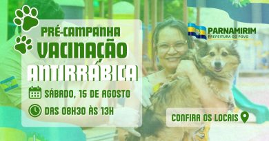 Prefeitura realiza mais uma etapa da pré-campanha de vacinação antirrábica neste sábado, 15 de agosto