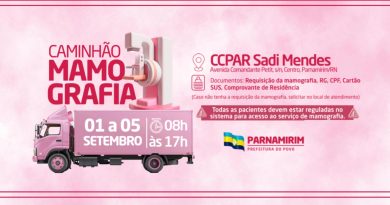 Caminhão da Mamografia: Serviço estará disponível no CCPAR, de 1 a 5 de setembro Caminhão da Mamografia: Serviço estará disponível no CCPAR, de 1 a 5 de setembro