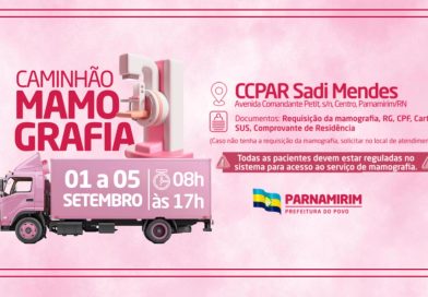 Caminhão da Mamografia: Serviço estará disponível no CCPAR, de 1 a 5 de setembro Caminhão da Mamografia: Serviço estará disponível no CCPAR, de 1 a 5 de setembro