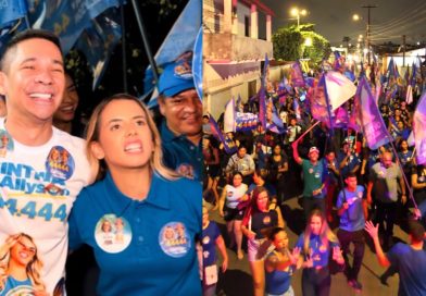 Léo Lima arrasta multidão em Parnamirim ao lado de Cinthia de Allyson.