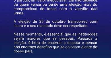 UNIÃO BRASIL RECONHECE A VITÓRIA DA DEMOCRACIA