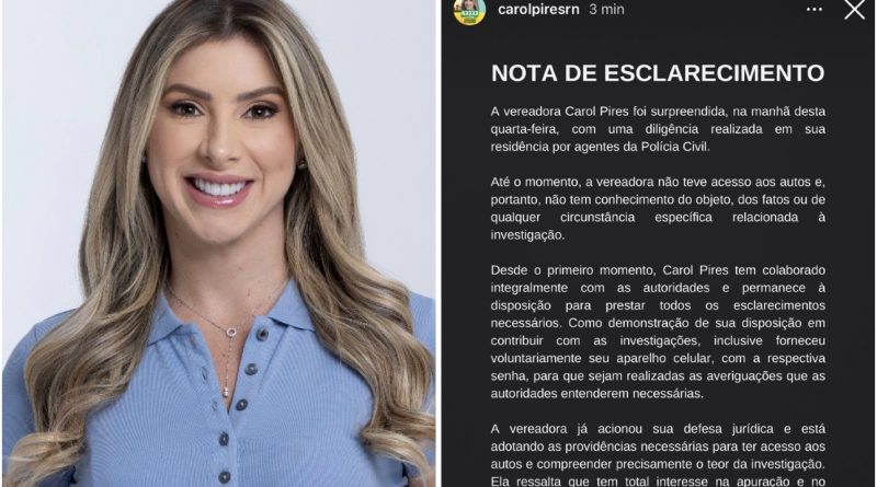 NOTA DE ESCLARECIMENTO DA VEREADORA CAROL PIRES NOTA DE ESCLARECIMENTO DA VEREADORA CAROL PIRES