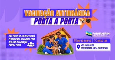 Vacinação antirrábica: Porta a porta segue nos bairros Passagem de Areia e Liberdade